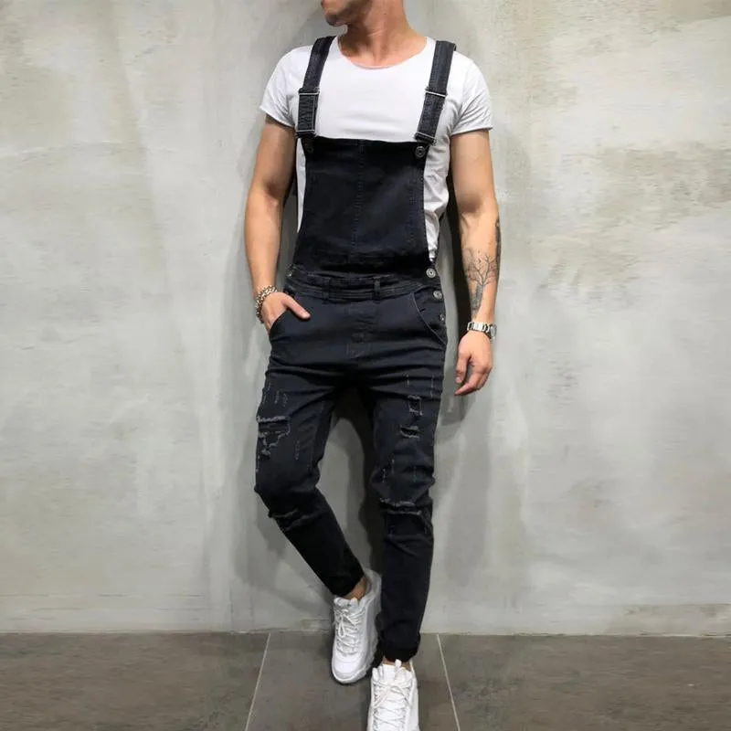 Men's Casual Ripped Denim Jumpsuit 71368667Y