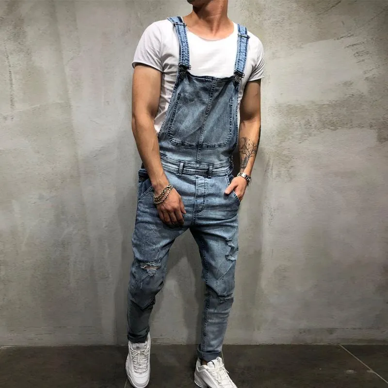 Men's Casual Ripped Denim Jumpsuit 71368667Y