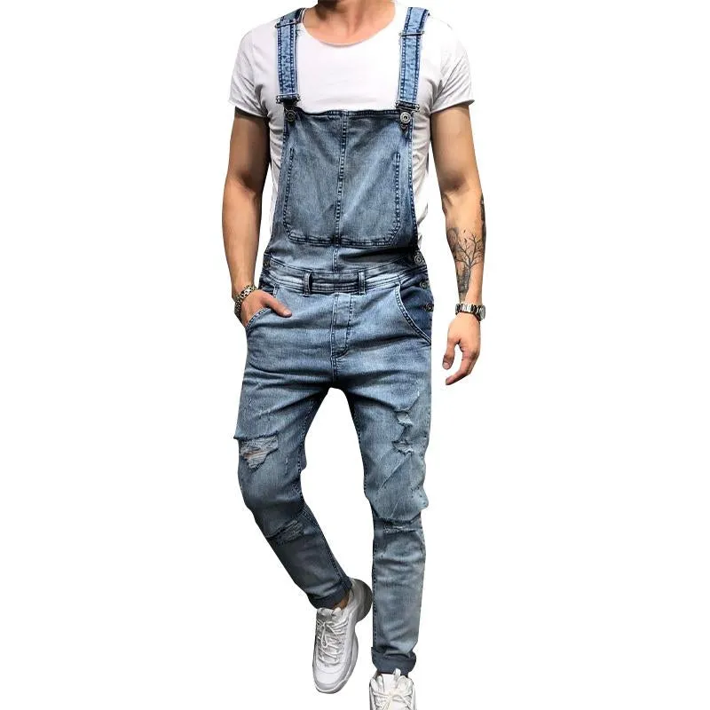 Men's Casual Ripped Denim Jumpsuit 71368667Y