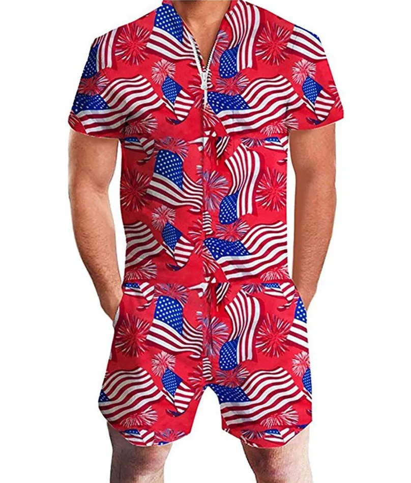 Men's Trendy Summer Printed Jumpsuit