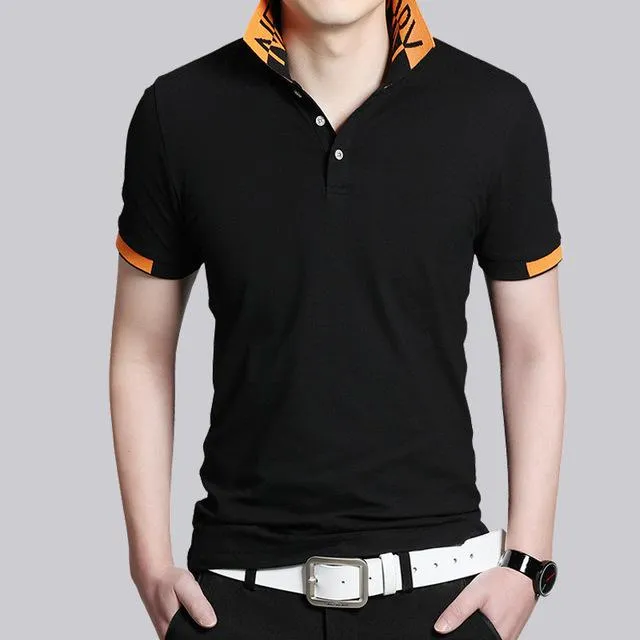 Mens Two Tone Short Sleeve Polo Shirt