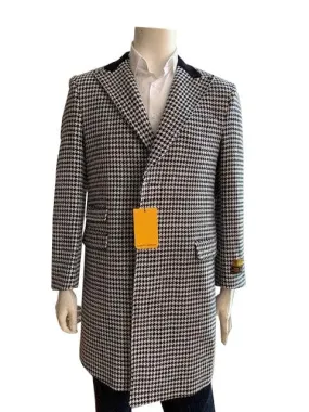 Mens Wool Trench coat - 'Grey Check' Color Mens Overcoat