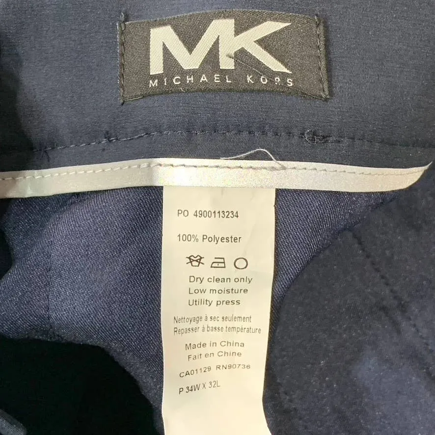 MICHAEL KORS Men's Navy Solid Modern-Fit Dress Pants SZ 34X32