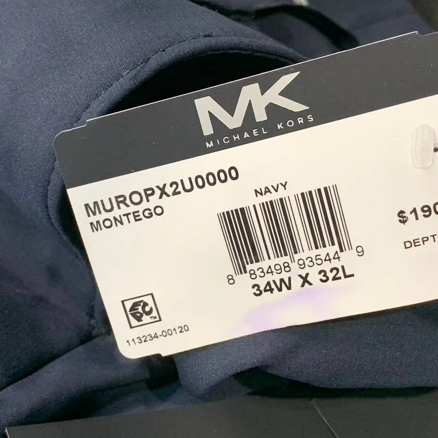 MICHAEL KORS Men's Navy Solid Modern-Fit Dress Pants SZ 34X32