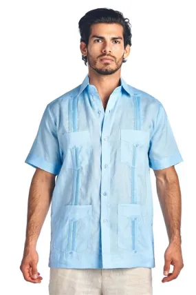 Mojito Collection Men's Traditional Guayabera Shirt Premium 100% Linen Short Sleeve  4 Pocket  Design