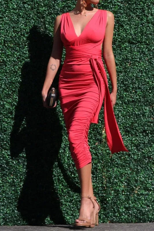 Multi Way Ruched Bodycon Midi