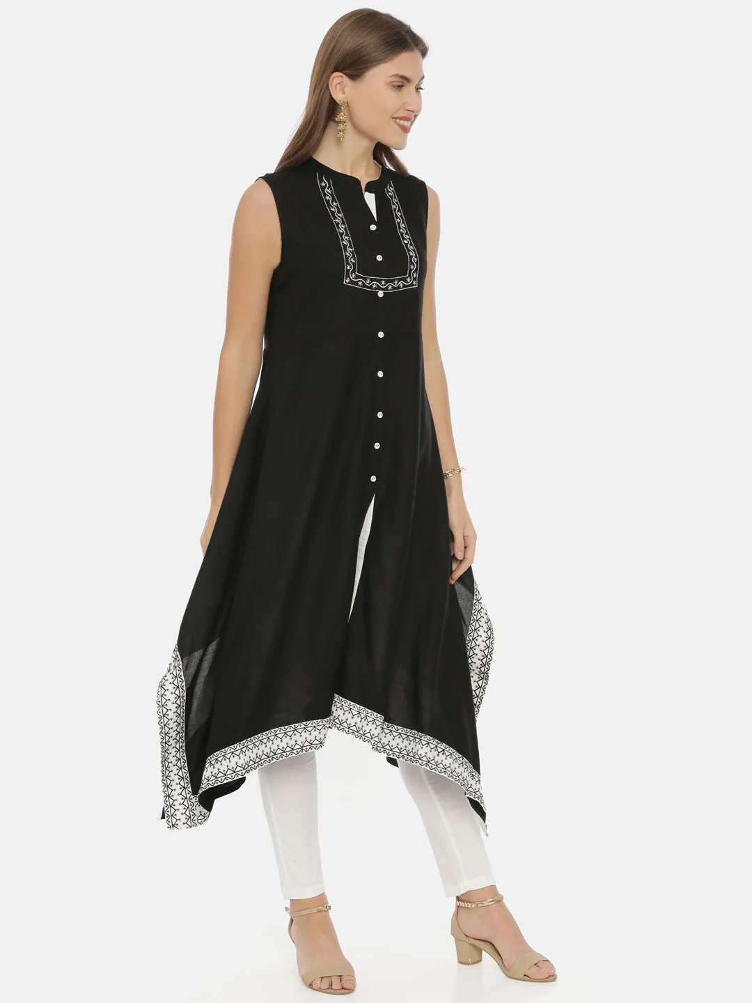Neeru's Black Color Rayon Fabric Tunic
