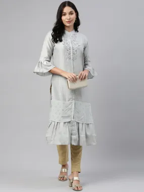 Neeru's Grey Color Model Fabric Tunic
