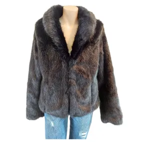 NEW LOOK black faux fur jacket, size 10