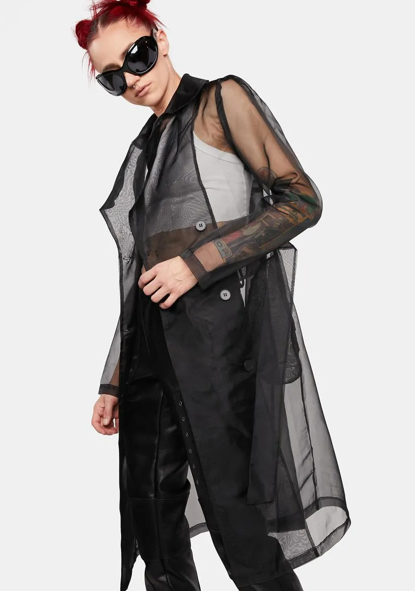 Noir Fashion Forward Sheer Trench Coat