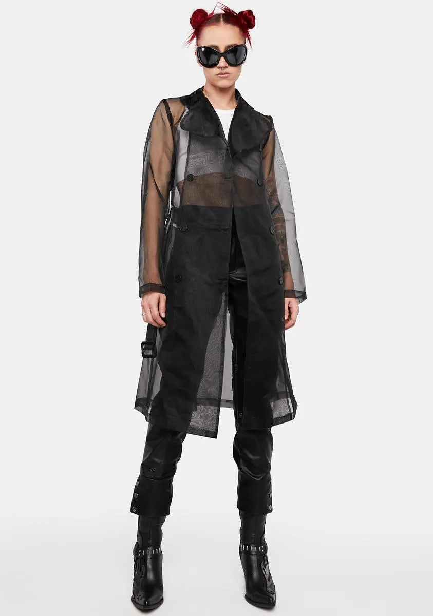 Noir Fashion Forward Sheer Trench Coat