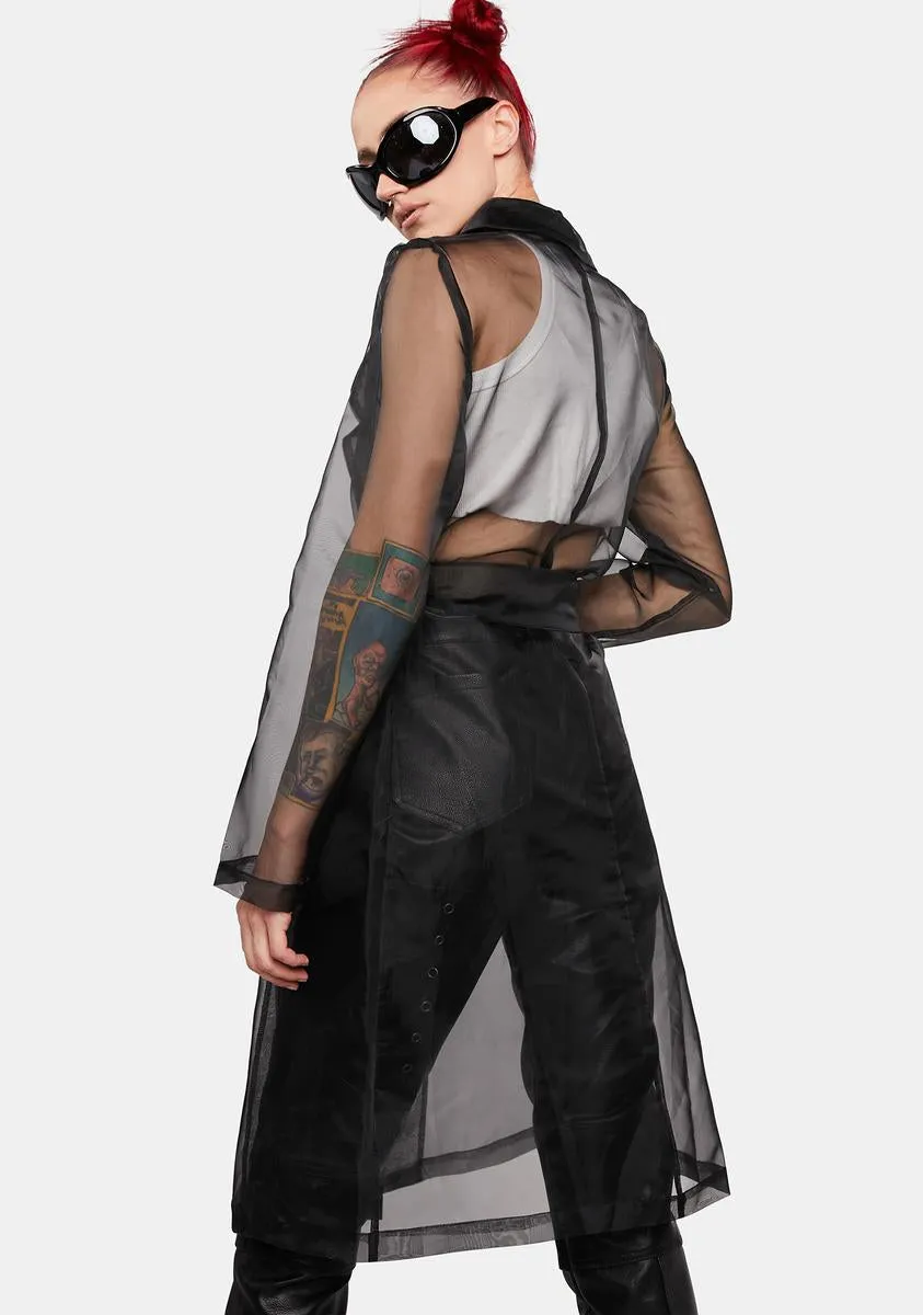Noir Fashion Forward Sheer Trench Coat