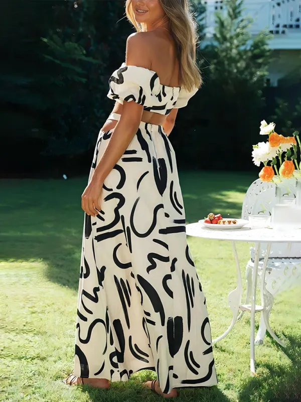 Off-the-Shoulder Crop Top and Skirt Set for a Perfect Party Look