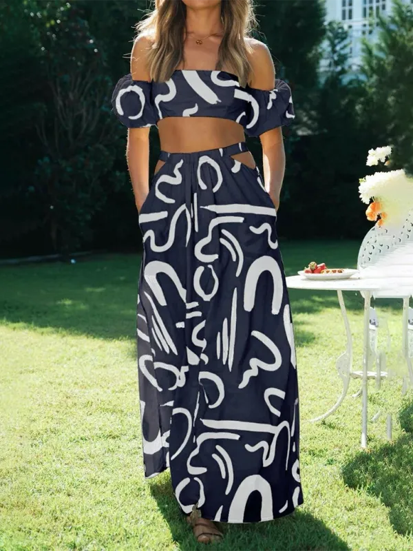 Off-the-Shoulder Crop Top and Skirt Set for a Perfect Party Look