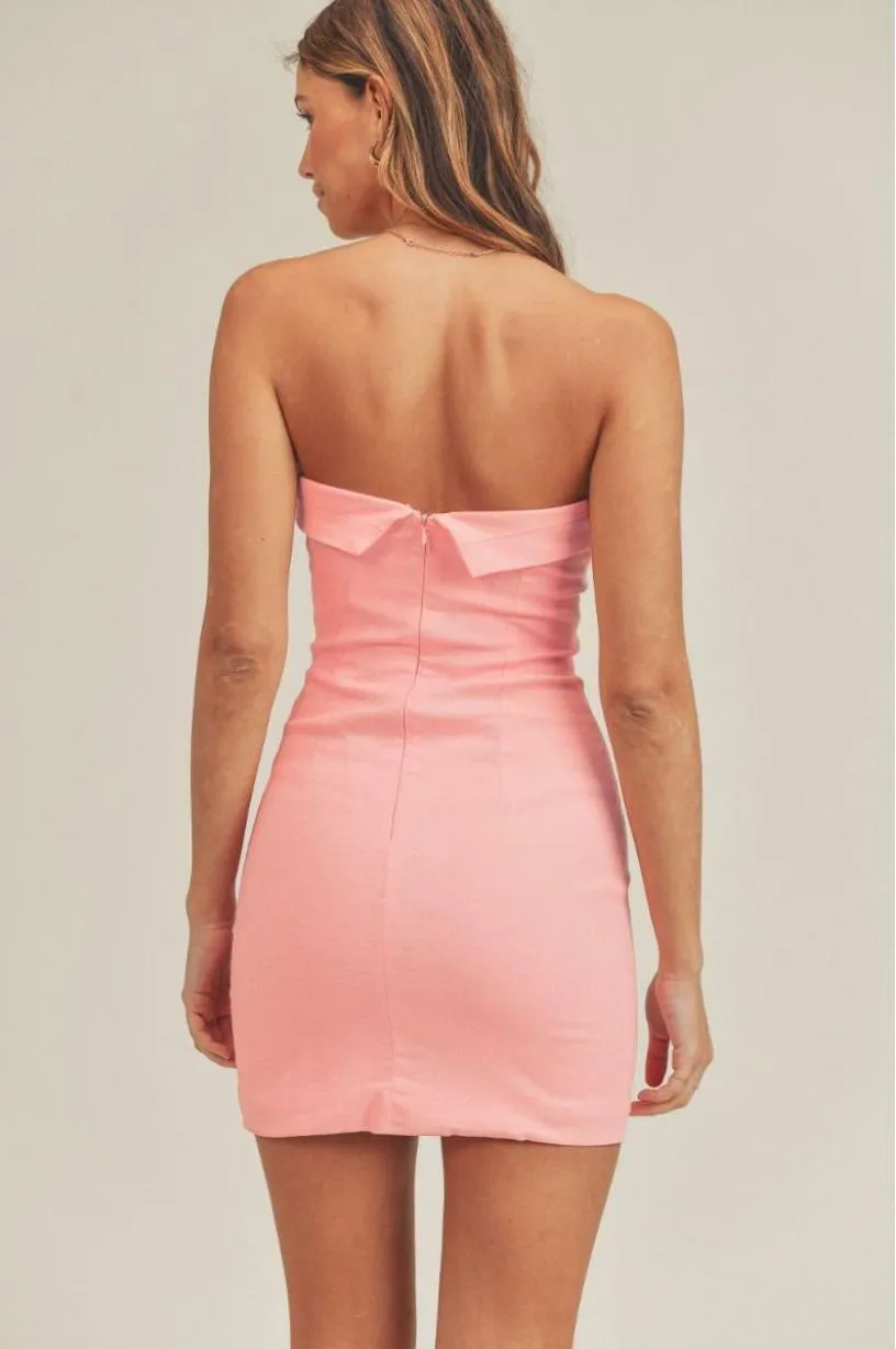 On My Mind Pink Strapless Mini Dress