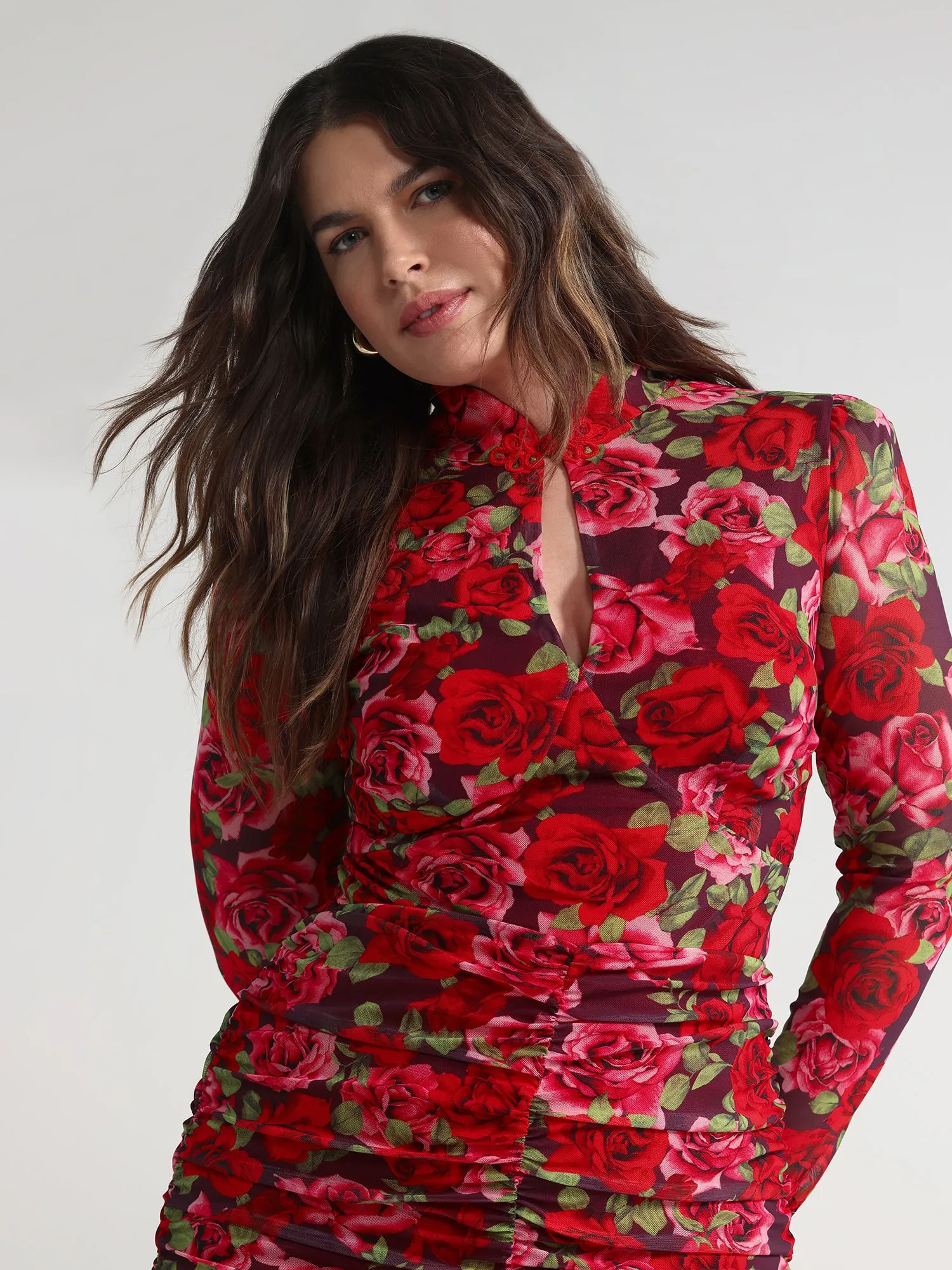 Patrice Floral Ruched Bodycon Dress