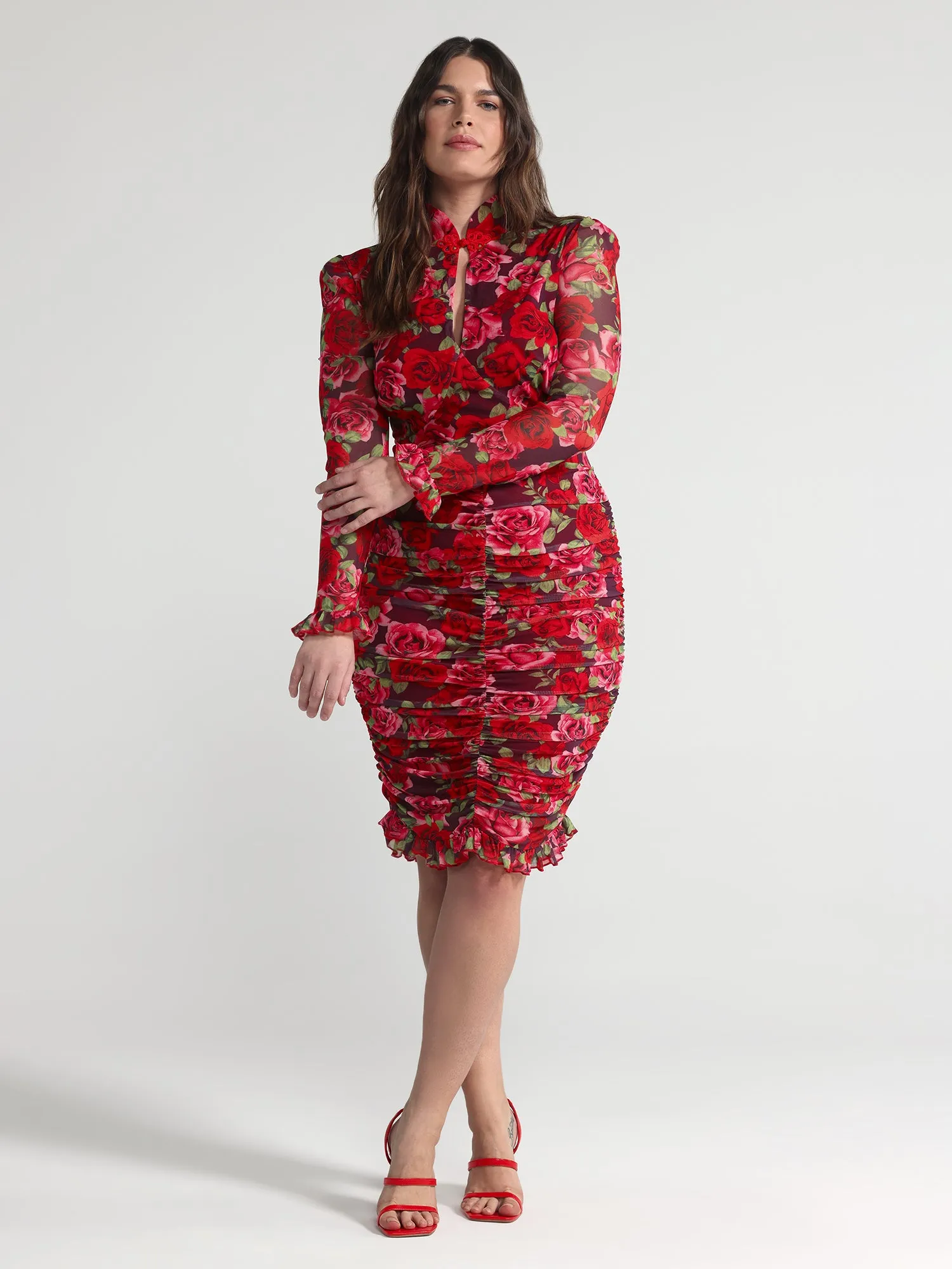 Patrice Floral Ruched Bodycon Dress