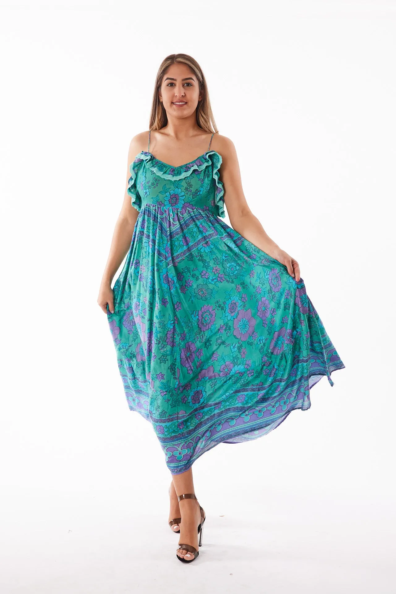 Peacock lurex dress