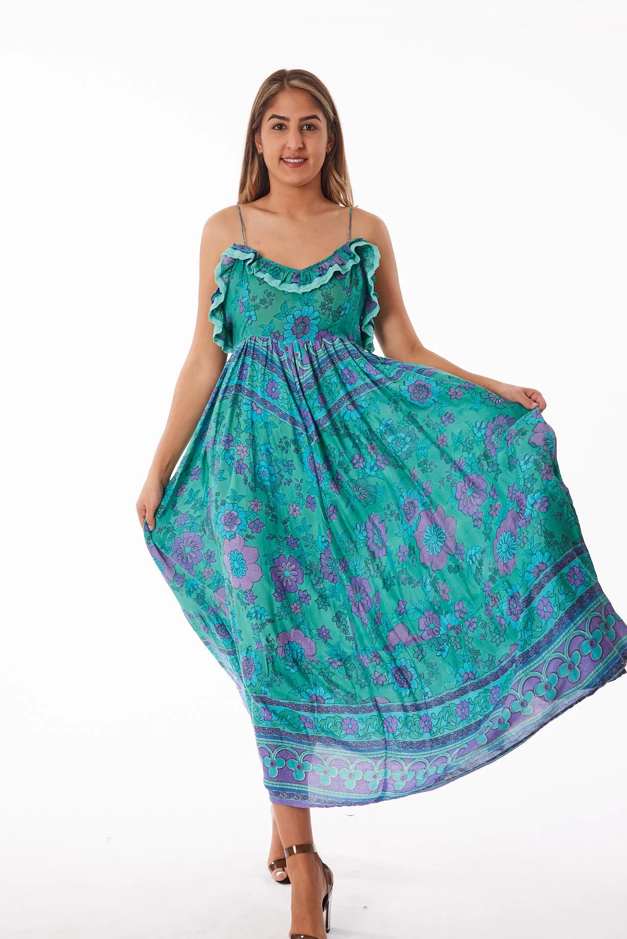 Peacock lurex dress