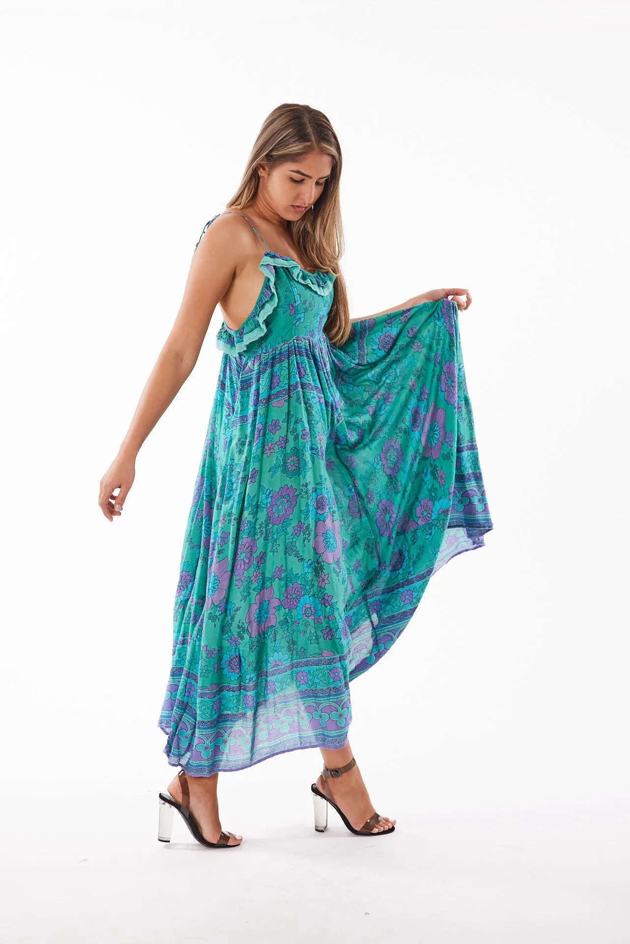 Peacock lurex dress