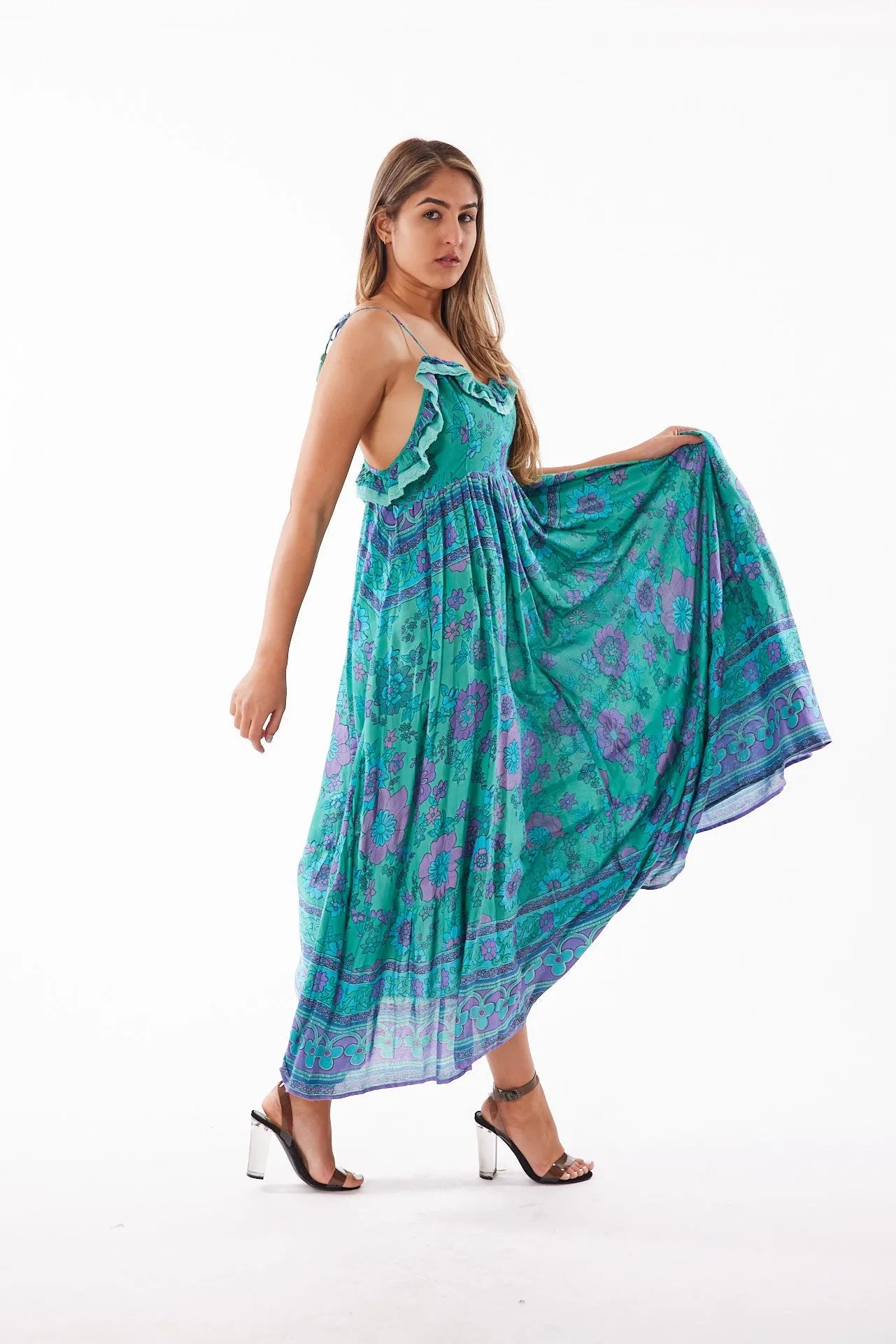 Peacock lurex dress