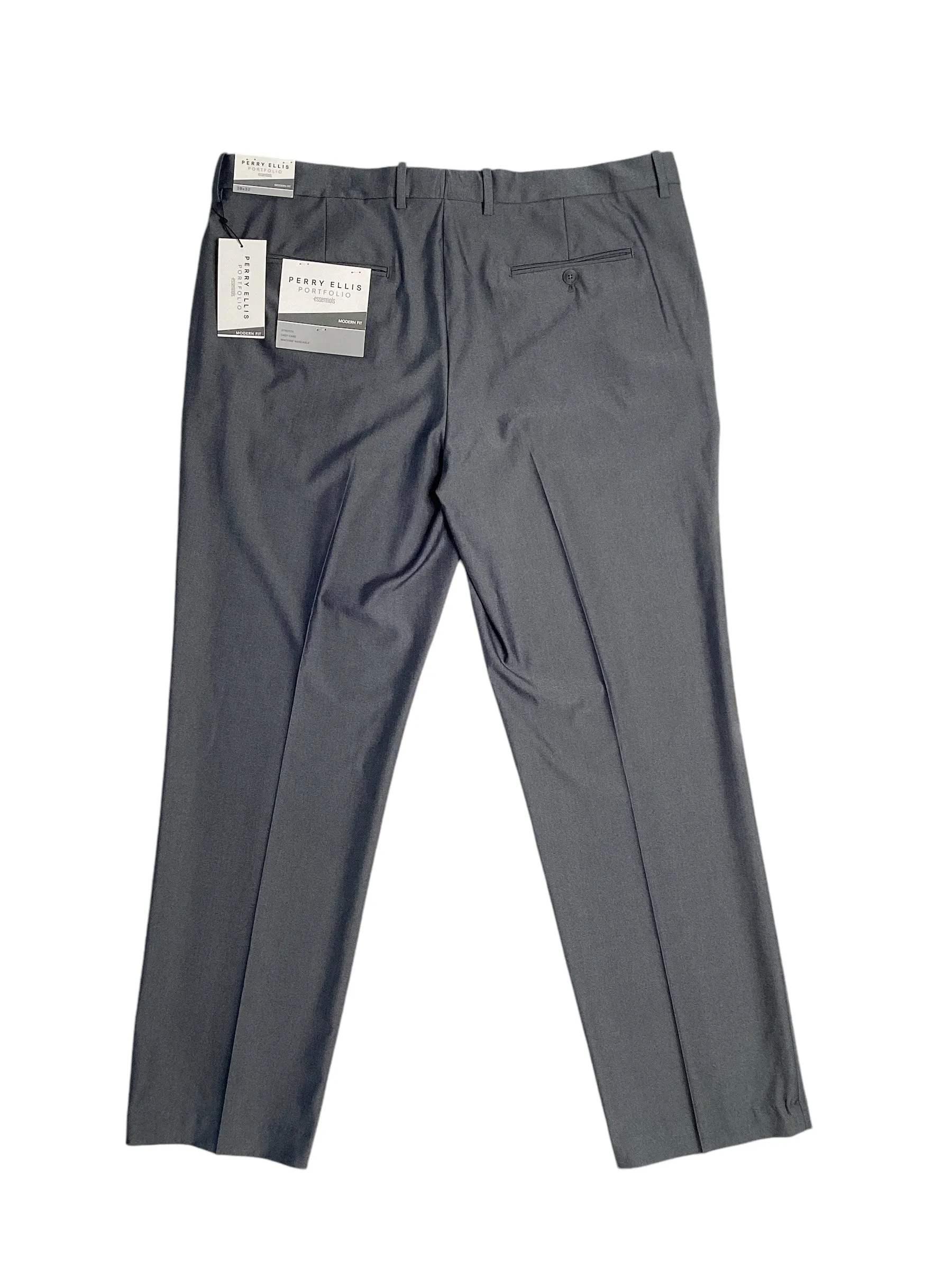 Perry Ellis Portfolio Mens Modern Fit Check Suit Dress Pants Med Grey 30 x 29