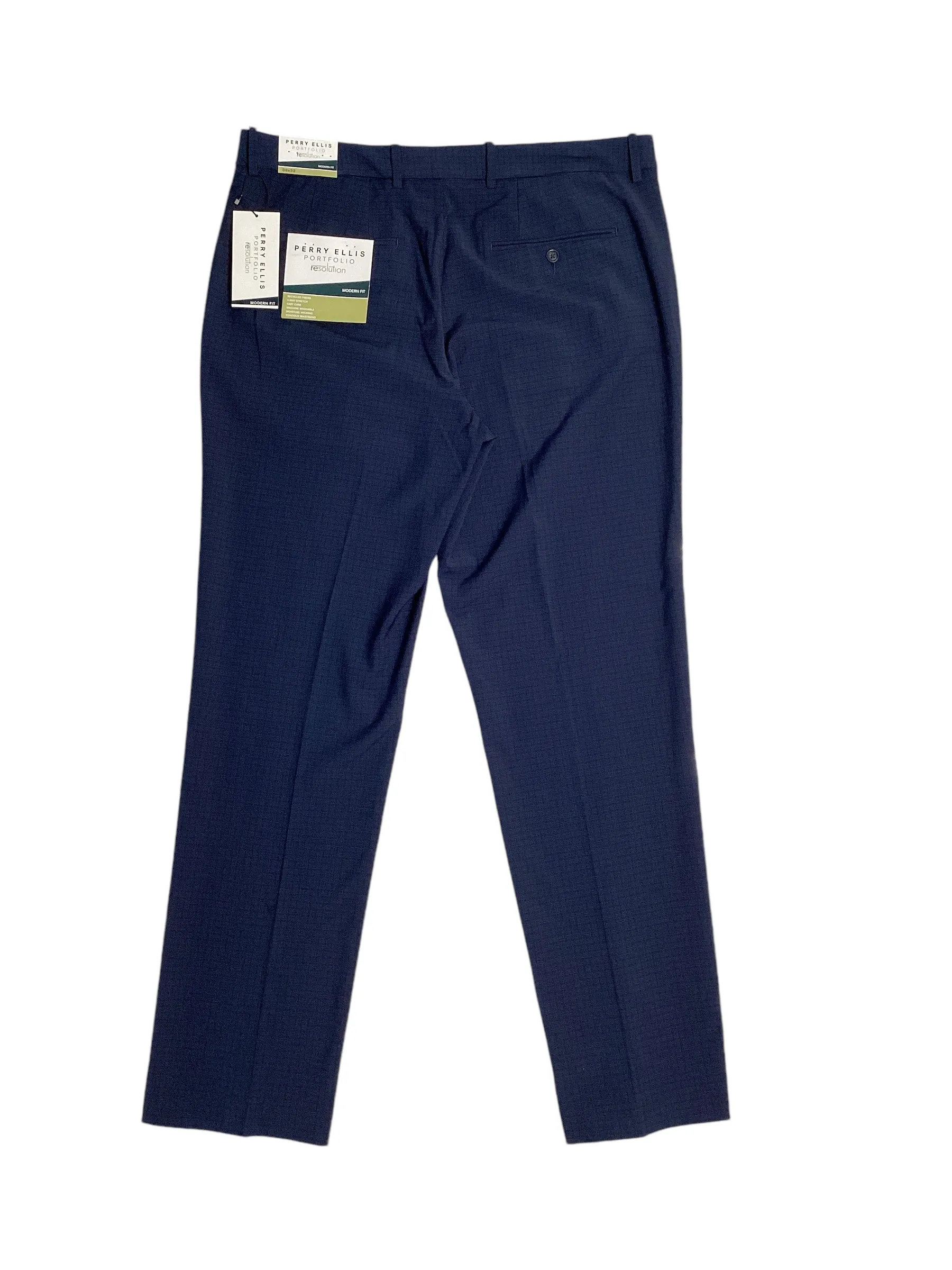 Perry Ellis Portfolio Mens Modern fit Dress Pants 36 / 30 Blue Plaid Stretch