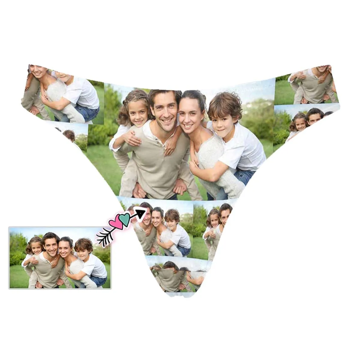Personalized Family Photo Underwear Custom Women's Lingerie Classic Thongs Valentine's Gift for Wife