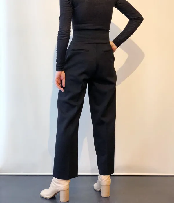 PHEENY/AMUNZEN HIGH WAIST TAPERED PANTS(BLACK)