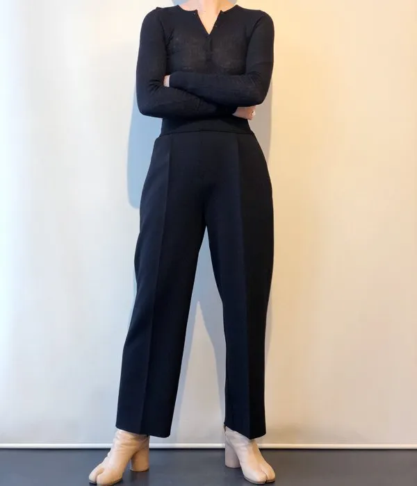 PHEENY/AMUNZEN HIGH WAIST TAPERED PANTS(BLACK)