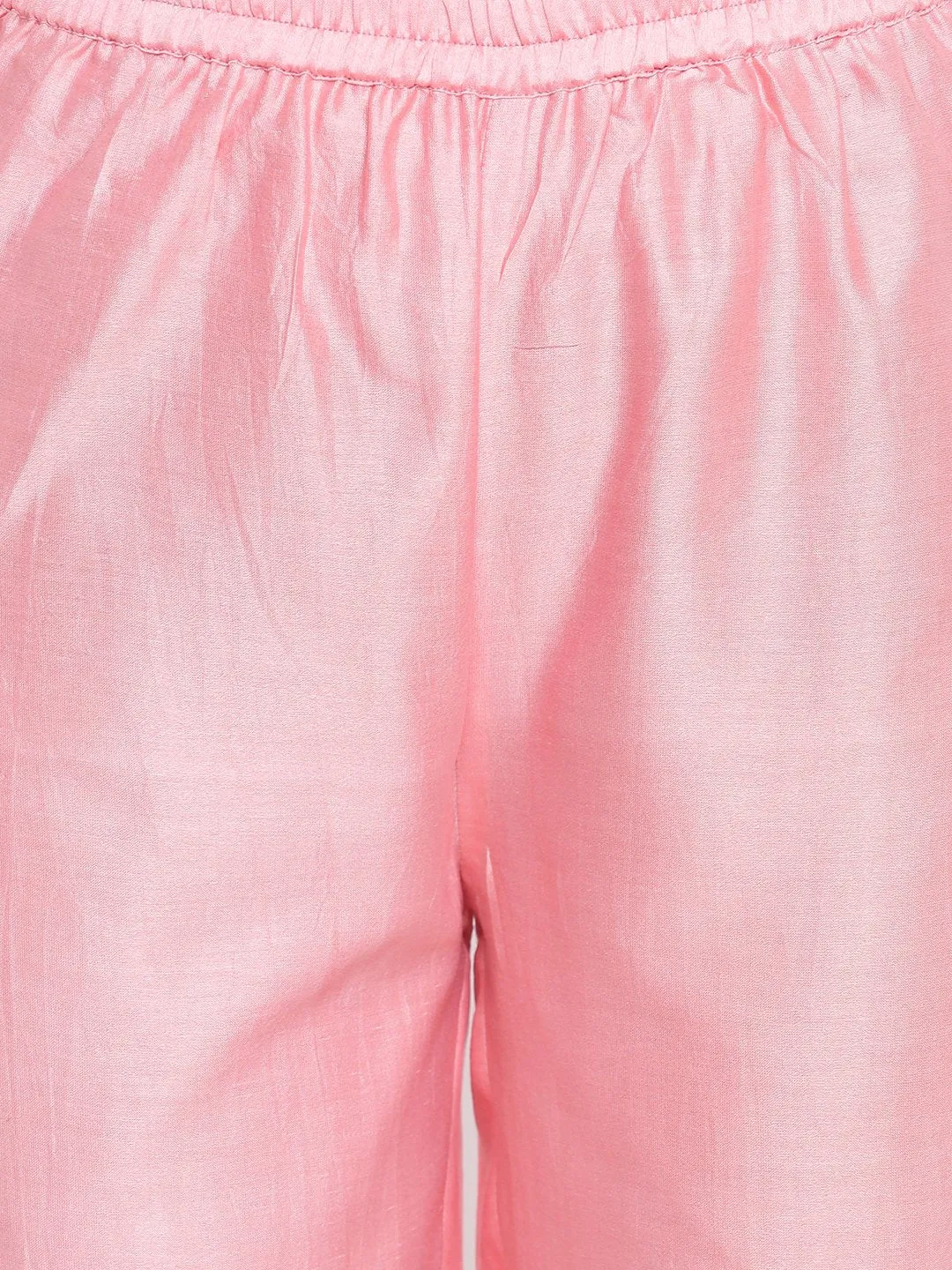 Pink Foil Neck Kurta Set