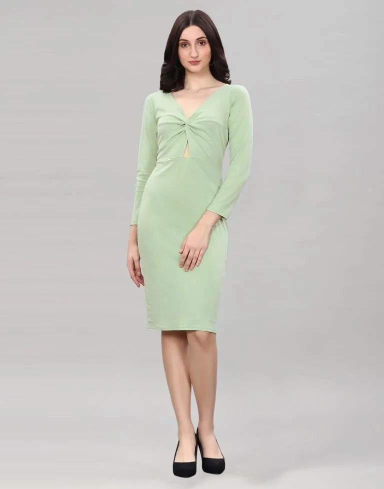 Pista Green Twist Knot Bodycon Dress