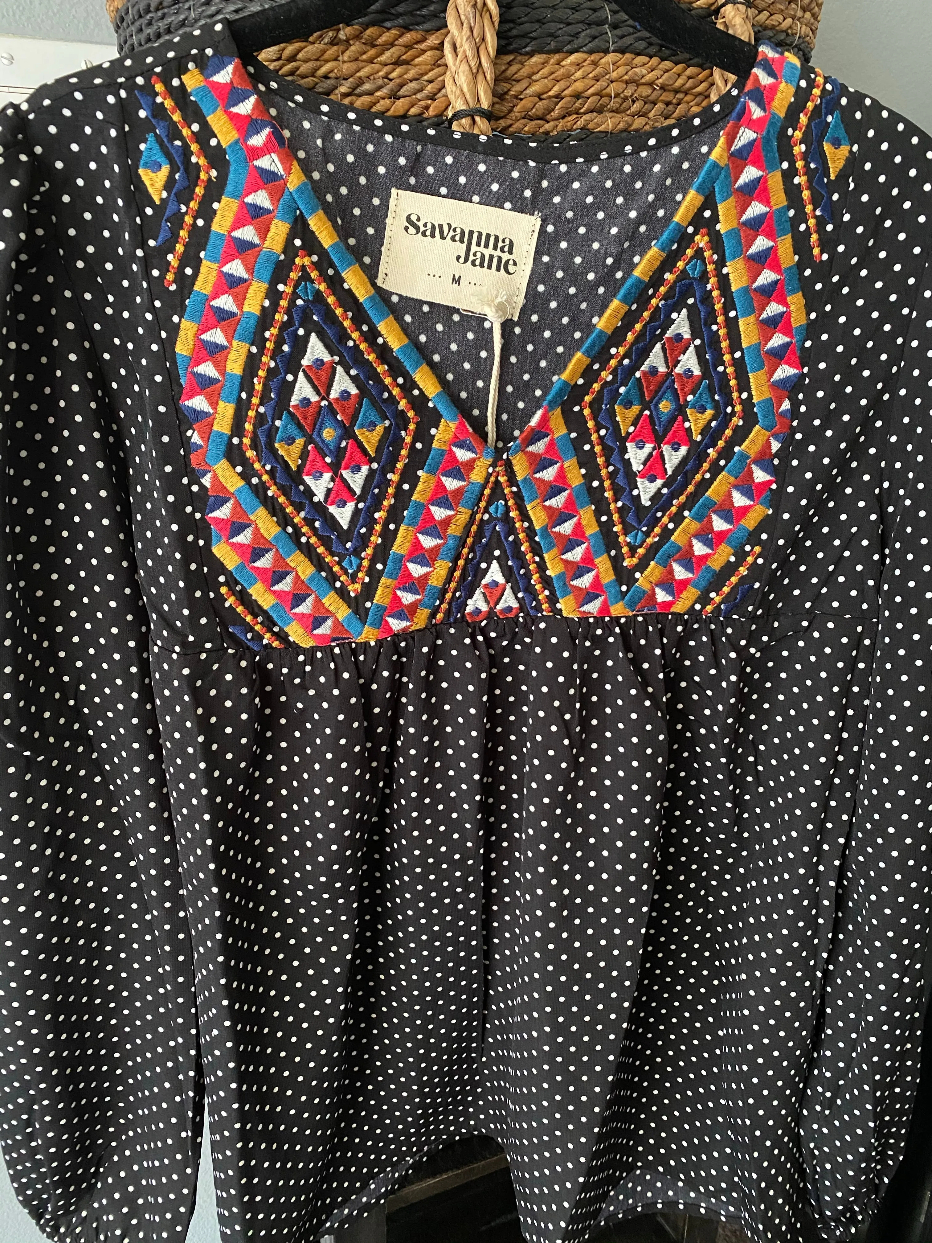 Polka Dot Darling Embroidered Top