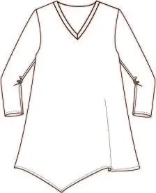 Primary Color V-Neck 3/4 Sleeve Tunic