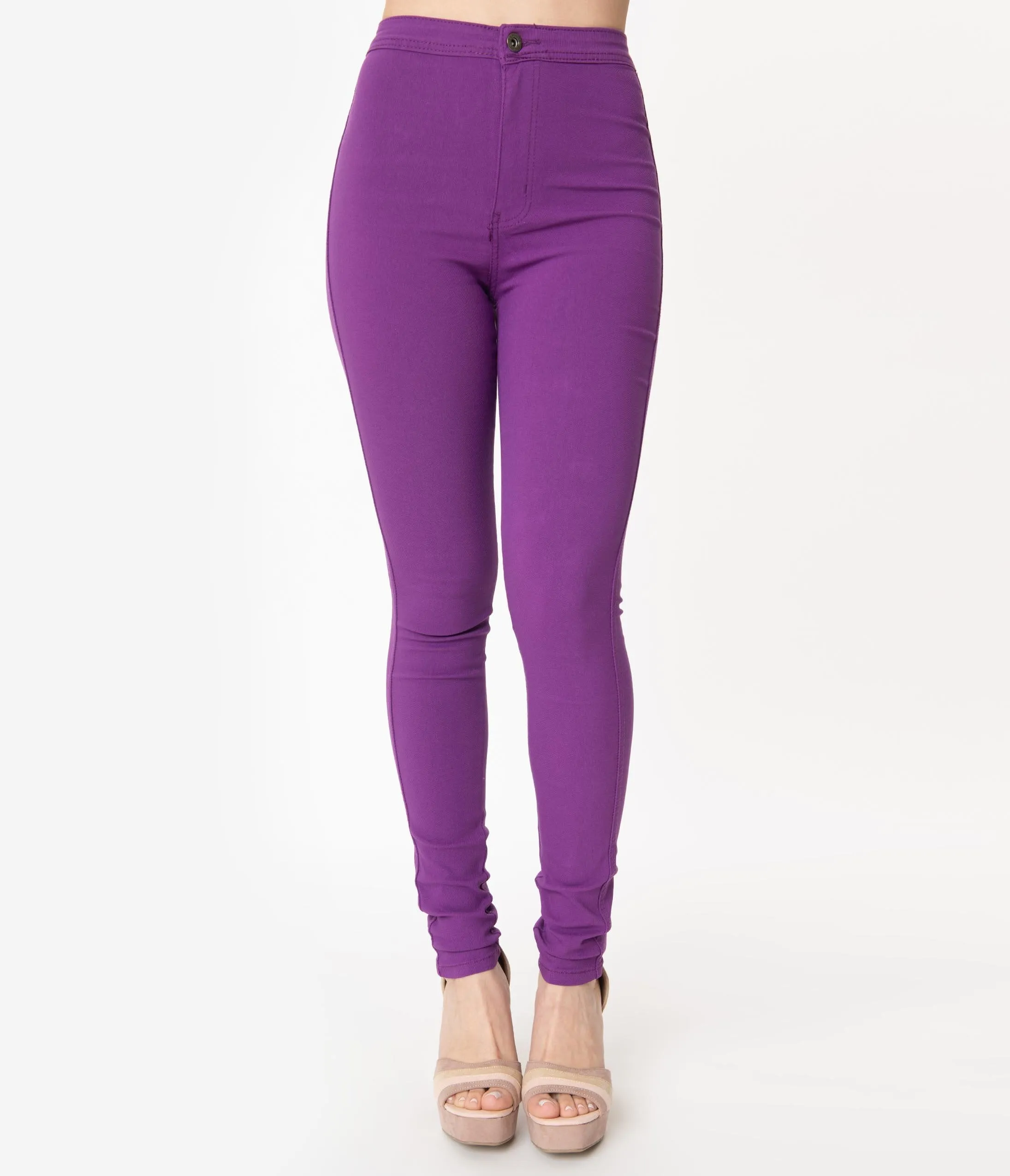 Purple High Waist Cigarette Pants