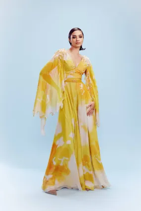 "Nora" Chiffon Watercolored Jumpsuit