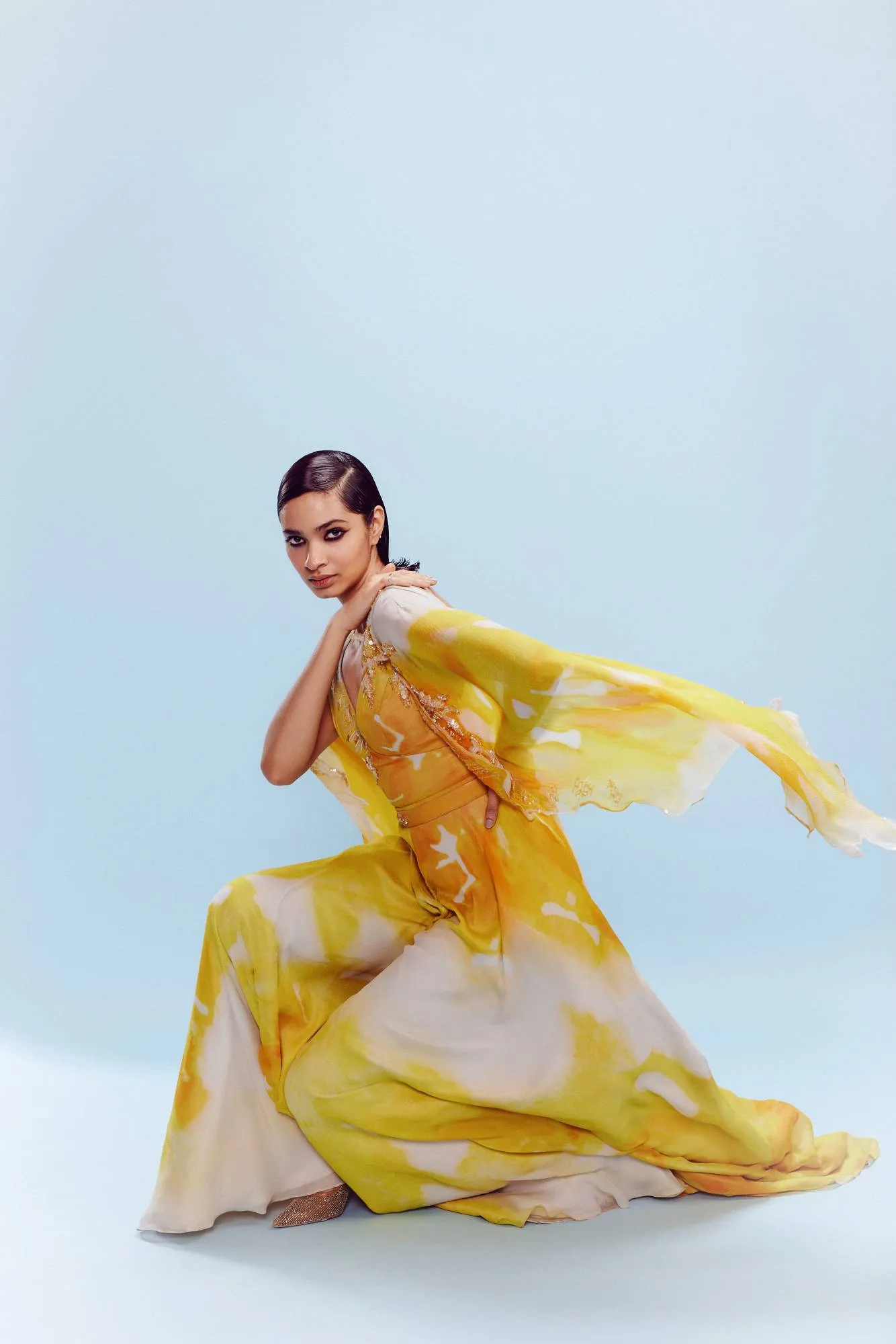 "Nora" Chiffon Watercolored Jumpsuit