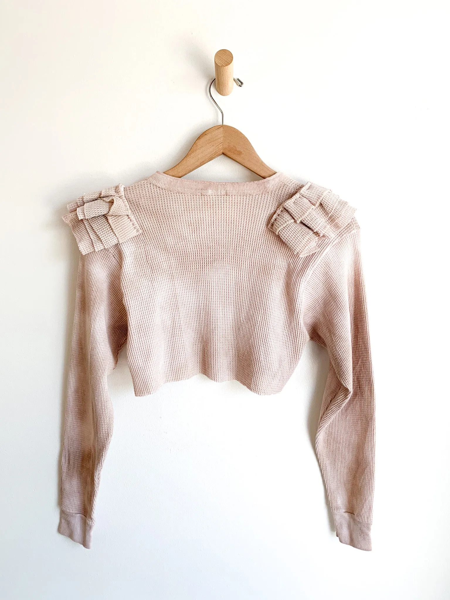 Remade Cropped Ruffle Thermal Button Front
