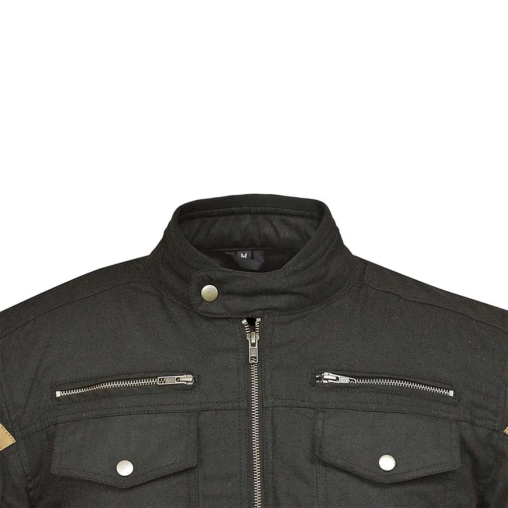 RIDERACT® Cotton Waxed Motorcycle Jacket Avista Biker Jacket