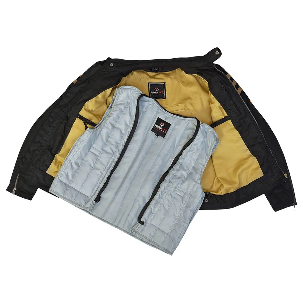 RIDERACT® Cotton Waxed Motorcycle Jacket Avista Biker Jacket