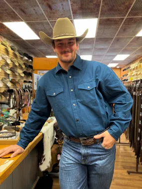 Roper Men's Teal Brushed Twill Long Sleeve Snap Western Shirt 0423-6626TL