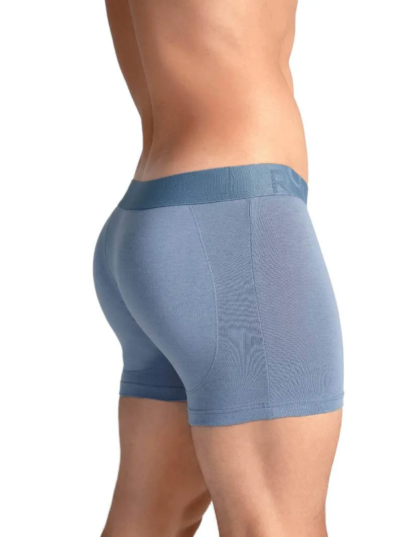 RounderBum Boxer Brief with Bum Reshaping Padding, Light Blue
