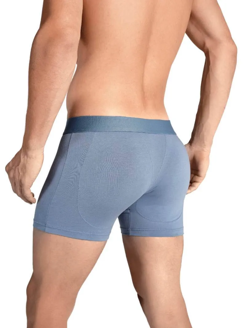 RounderBum Boxer Brief with Bum Reshaping Padding, Light Blue