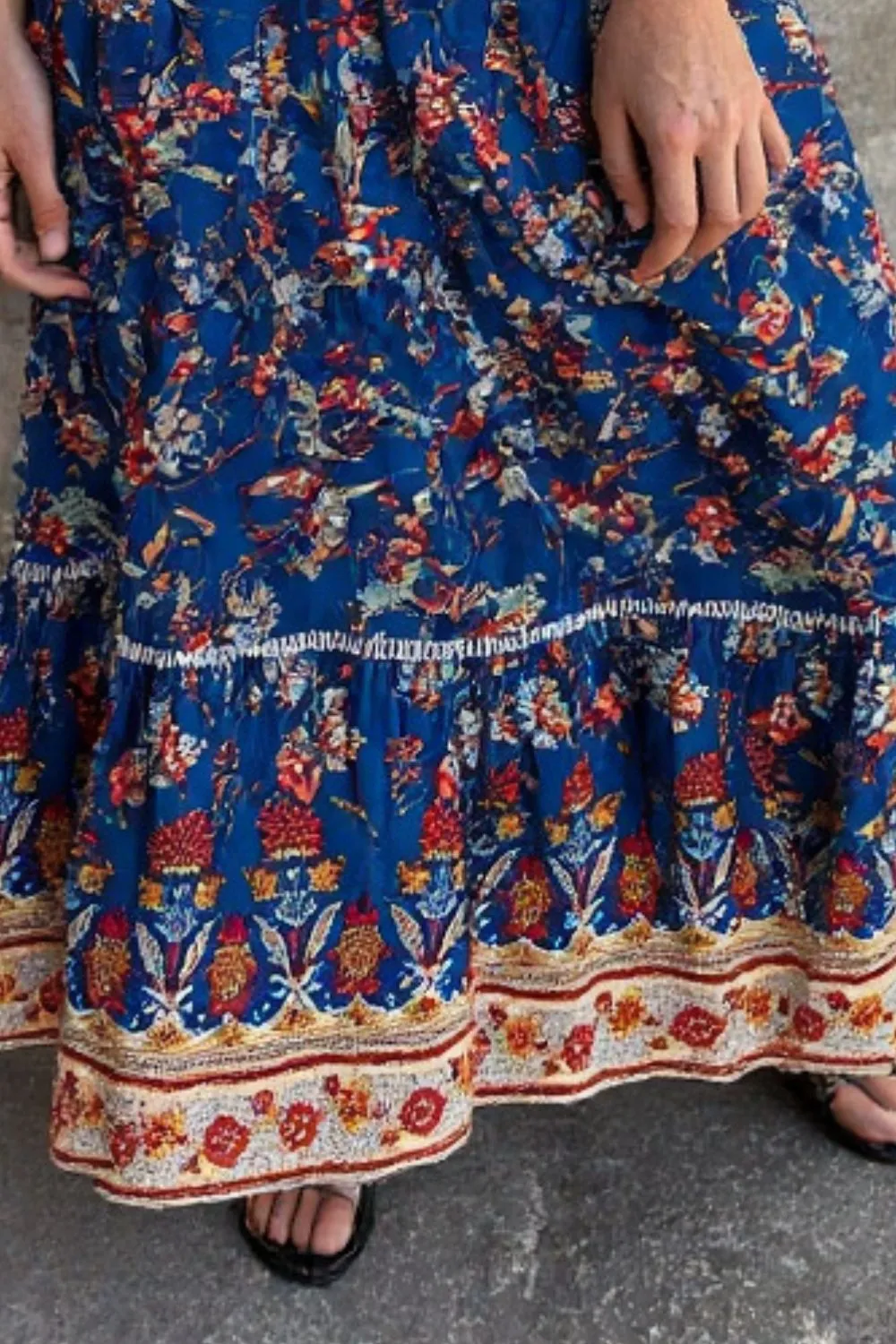 Ruffled Printed Maxi Skirt