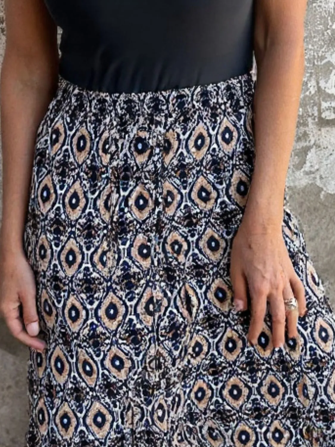 Ruffled Printed Maxi Skirt