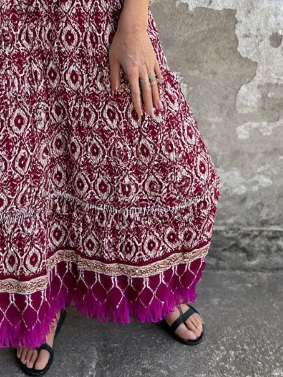 Ruffled Printed Maxi Skirt