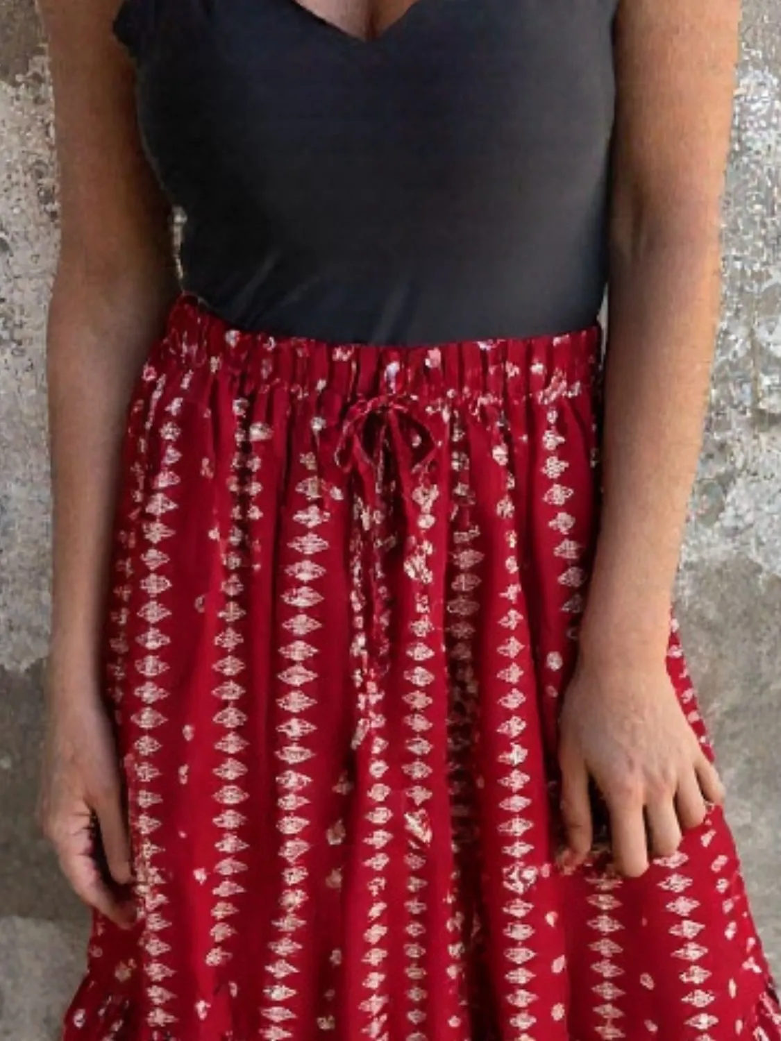 Ruffled Printed Maxi Skirt