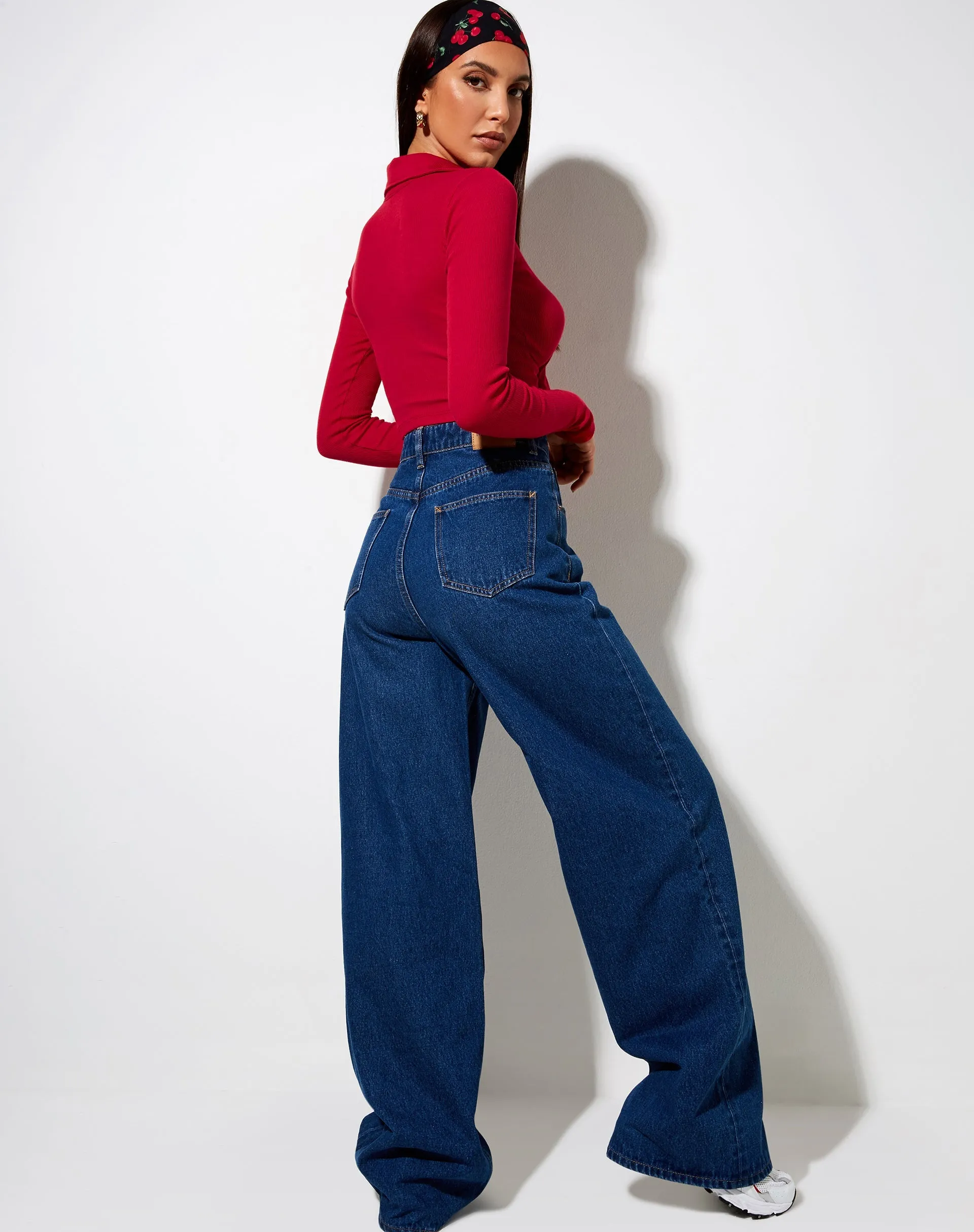 Ryals Long Sleeve Top in Rib Racing Red