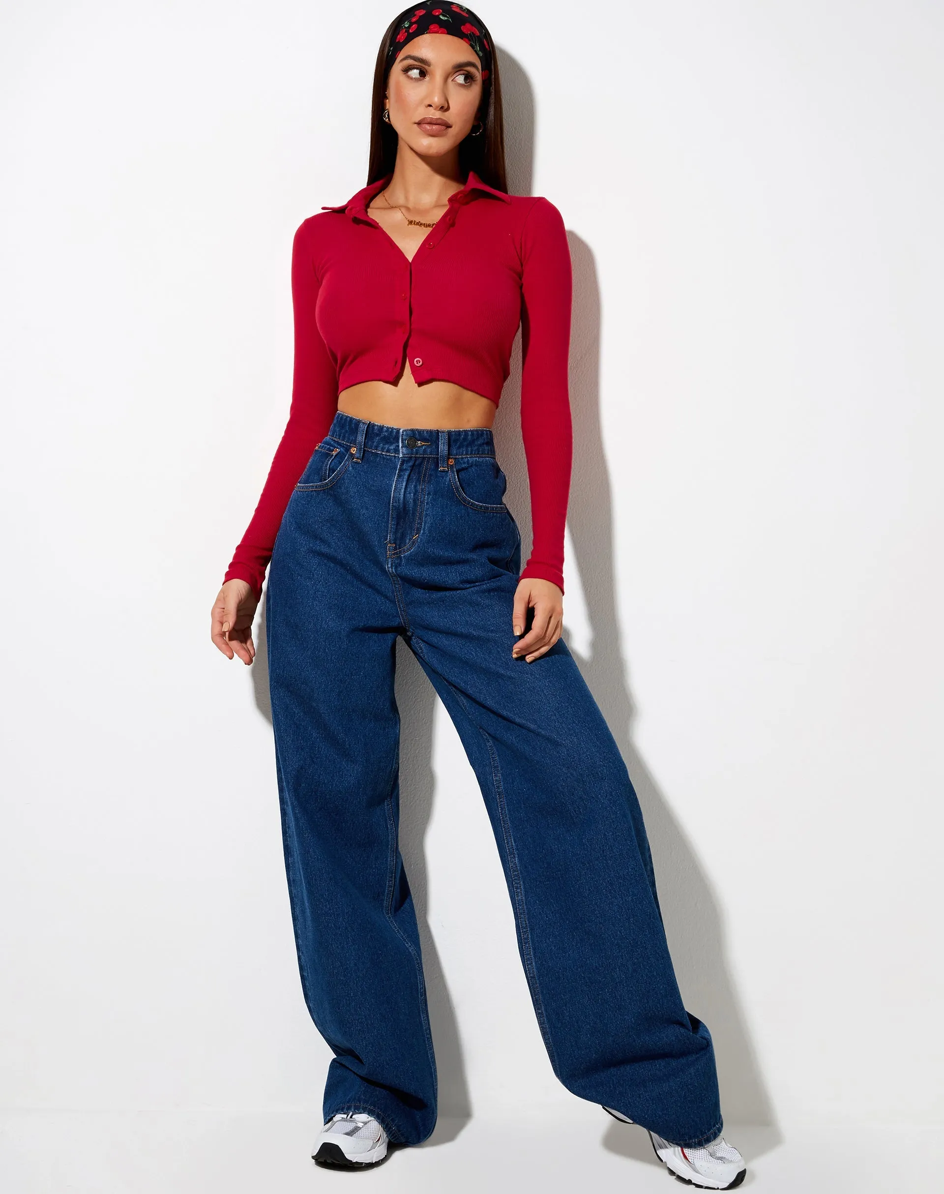 Ryals Long Sleeve Top in Rib Racing Red