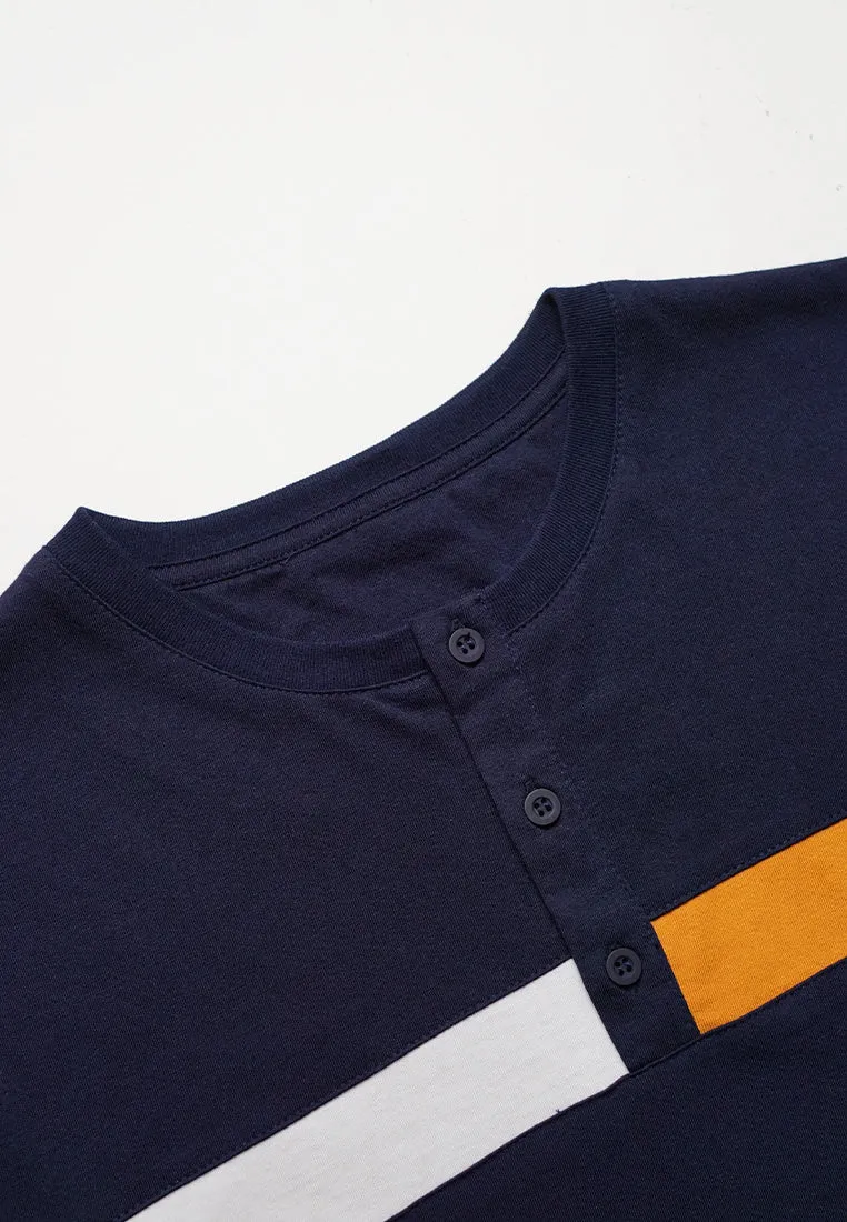 Ryusei T-Shirt Amagasaki Button CMB Navy